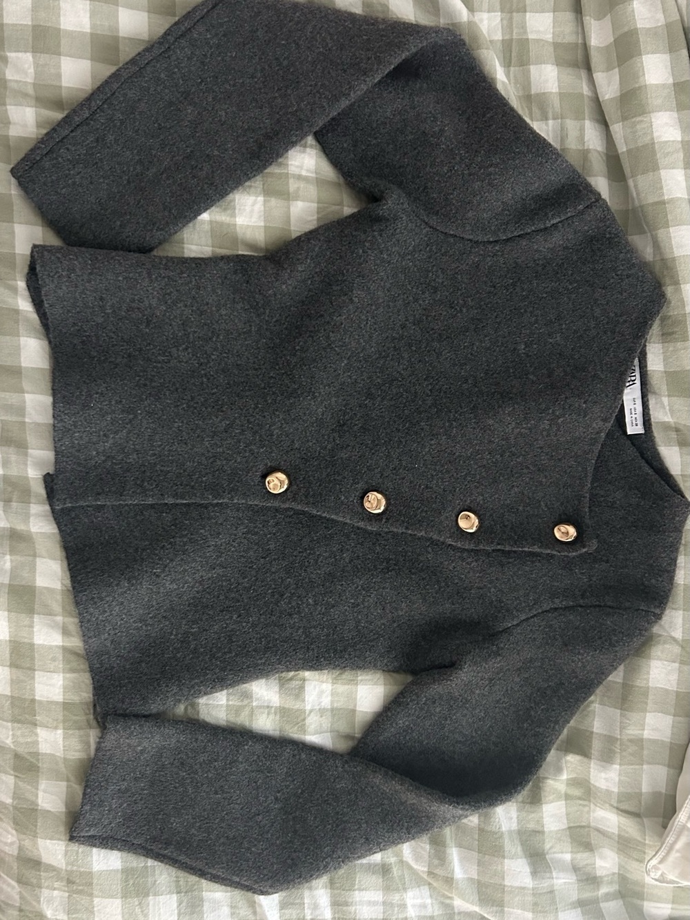 Zara Dark Charcoal Button-Front Knit Cardigan